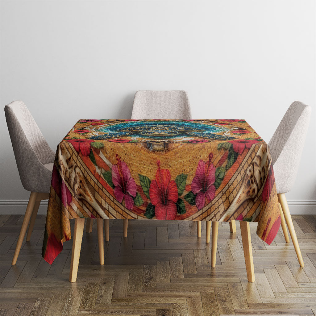 3D Illusion Honu Halloween Tablecloth Hawaiian Sea Turtle Skull Shell Vortex