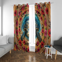 3D Illusion Honu Halloween Window Curtain Hawaiian Sea Turtle Skull Shell Vortex