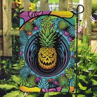 3D Illusion Pineapple Jack O Lantern Halloween Garden Flag Tropical Spooky Fruit Monstera Swirl
