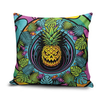 3D Illusion Pineapple Jack O Lantern Halloween Pillow Cover Tropical Spooky Fruit Monstera Swirl