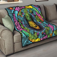 3D Illusion Pineapple Jack O Lantern Halloween Quilt Tropical Spooky Fruit Monstera Swirl