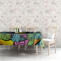 3D Illusion Pineapple Jack O Lantern Halloween Tablecloth Tropical Spooky Fruit Monstera Swirl