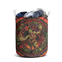 3D Illusion Hula Zombie Halloween Laundry Basket Hawaiian Undead Dancer Volcano Stone Well