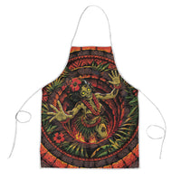3D Illusion Hula Zombie Halloween Apron Hawaiian Undead Dancer Volcano Stone Well