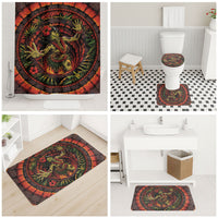 3D Illusion Hula Zombie Halloween Bathroom Set Hawaiian Undead Dancer Volcano Stone Well