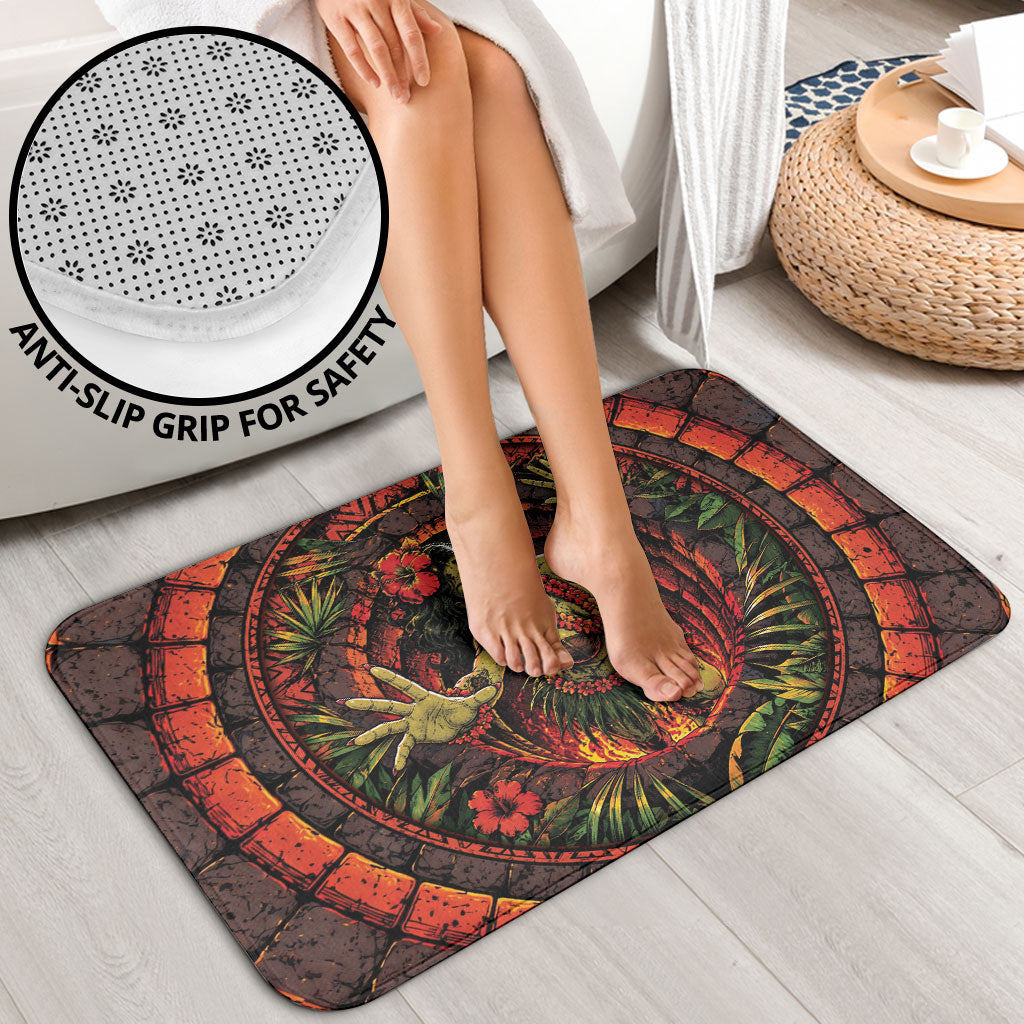 3D Illusion Hula Zombie Halloween Bathroom Set Hawaiian Undead Dancer Volcano Stone Well