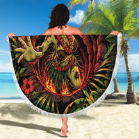 3D Illusion Hula Zombie Halloween Beach Blanket Hawaiian Undead Dancer Volcano Stone Well