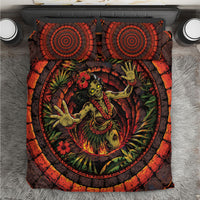 3D Illusion Hula Zombie Halloween Bedding Set Hawaiian Undead Dancer Volcano Stone Well