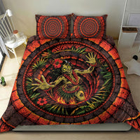 3D Illusion Hula Zombie Halloween Bedding Set Hawaiian Undead Dancer Volcano Stone Well
