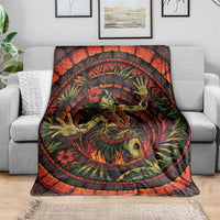 3D Illusion Hula Zombie Halloween Blanket Hawaiian Undead Dancer Volcano Stone Well