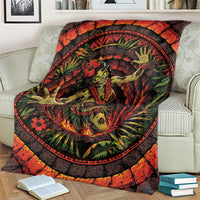 3D Illusion Hula Zombie Halloween Blanket Hawaiian Undead Dancer Volcano Stone Well