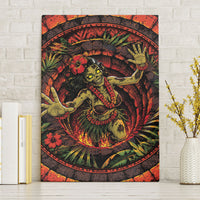 3D Illusion Hula Zombie Halloween Canvas Wall Art Hawaiian Undead Dancer Volcano Stone Well