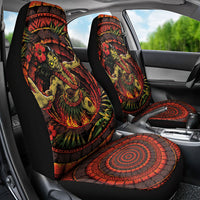 3D Illusion Hula Zombie Halloween Car Seat Cover Hawaiian Undead Dancer Volcano Stone Well