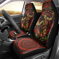 3D Illusion Hula Zombie Halloween Car Seat Cover Hawaiian Undead Dancer Volcano Stone Well