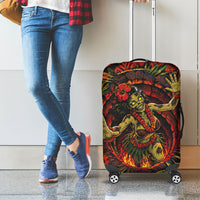 3D Illusion Hula Zombie Halloween Luggage Cover Hawaiian Undead Dancer Volcano Stone Well