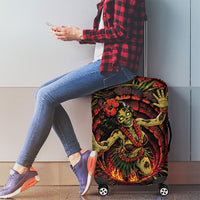 3D Illusion Hula Zombie Halloween Luggage Cover Hawaiian Undead Dancer Volcano Stone Well