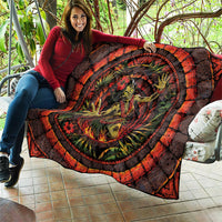 3D Illusion Hula Zombie Halloween Quilt Hawaiian Undead Dancer Volcano Stone Well
