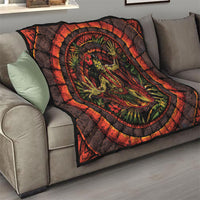 3D Illusion Hula Zombie Halloween Quilt Hawaiian Undead Dancer Volcano Stone Well