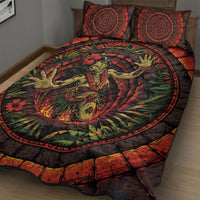 3D Illusion Hula Zombie Halloween Quilt Bed Set Hawaiian Undead Dancer Volcano Stone Well