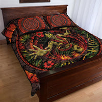3D Illusion Hula Zombie Halloween Quilt Bed Set Hawaiian Undead Dancer Volcano Stone Well