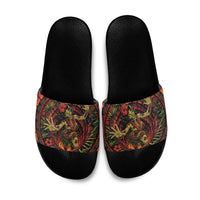 3D Illusion Hula Zombie Halloween Slide Sandals Hawaiian Undead Dancer Volcano Stone Well