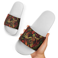 3D Illusion Hula Zombie Halloween Slide Sandals Hawaiian Undead Dancer Volcano Stone Well