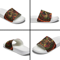3D Illusion Hula Zombie Halloween Slide Sandals Hawaiian Undead Dancer Volcano Stone Well