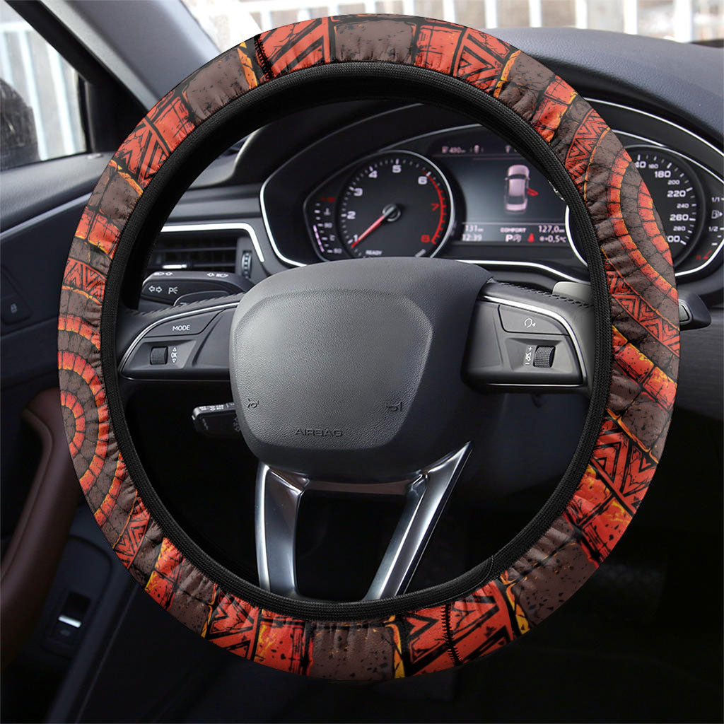 3D Illusion Hula Zombie Halloween Steering Wheel Cover Hawaiian Undead Dancer Volcano Stone Well