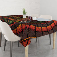 3D Illusion Hula Zombie Halloween Tablecloth Hawaiian Undead Dancer Volcano Stone Well