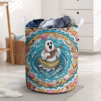 3D Illusion Hula Ghost Halloween Laundry Basket Hawaiian Ukulele Spirit Ocean Vortex