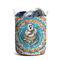3D Illusion Hula Ghost Halloween Laundry Basket Hawaiian Ukulele Spirit Ocean Vortex