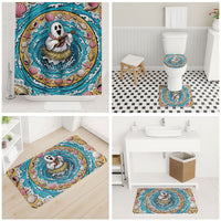 3D Illusion Hula Ghost Halloween Bathroom Set Hawaiian Ukulele Spirit Ocean Vortex