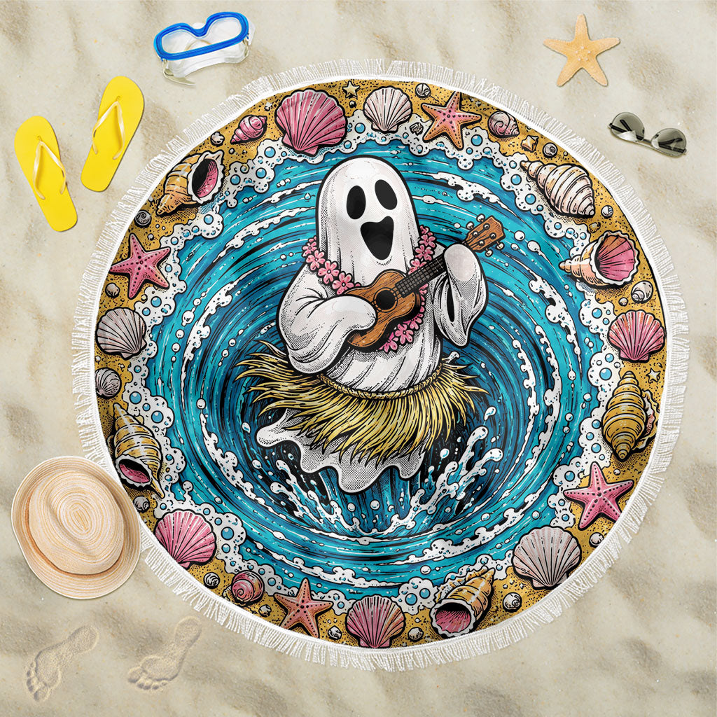 3D Illusion Hula Ghost Halloween Beach Blanket Hawaiian Ukulele Spirit Ocean Vortex