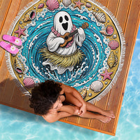 3D Illusion Hula Ghost Halloween Beach Blanket Hawaiian Ukulele Spirit Ocean Vortex