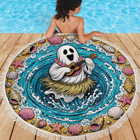 3D Illusion Hula Ghost Halloween Beach Blanket Hawaiian Ukulele Spirit Ocean Vortex