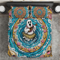 3D Illusion Hula Ghost Halloween Bedding Set Hawaiian Ukulele Spirit Ocean Vortex