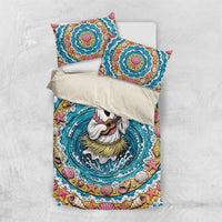 3D Illusion Hula Ghost Halloween Bedding Set Hawaiian Ukulele Spirit Ocean Vortex