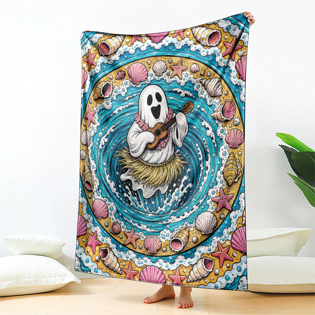 3D Illusion Hula Ghost Halloween Blanket Hawaiian Ukulele Spirit Ocean Vortex
