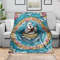 3D Illusion Hula Ghost Halloween Blanket Hawaiian Ukulele Spirit Ocean Vortex