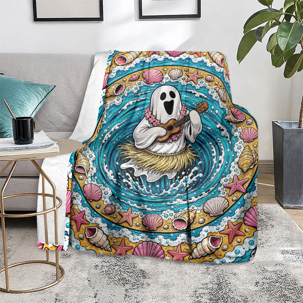 3D Illusion Hula Ghost Halloween Blanket Hawaiian Ukulele Spirit Ocean Vortex