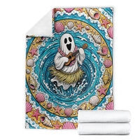 3D Illusion Hula Ghost Halloween Blanket Hawaiian Ukulele Spirit Ocean Vortex