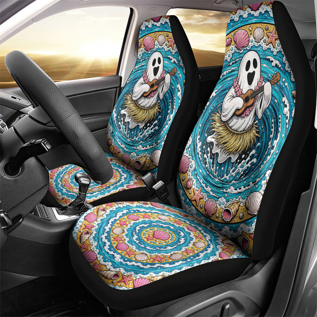 3D Illusion Hula Ghost Halloween Car Seat Cover Hawaiian Ukulele Spirit Ocean Vortex