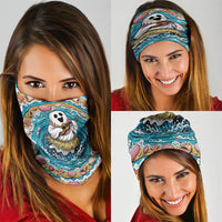 3D Illusion Hula Ghost Halloween Neck Gaiter Hawaiian Ukulele Spirit Ocean Vortex