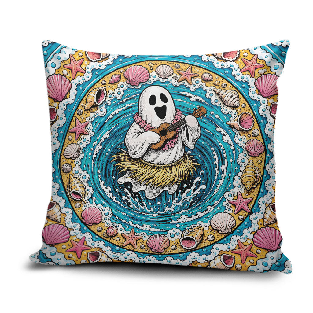 3D Illusion Hula Ghost Halloween Pillow Cover Hawaiian Ukulele Spirit Ocean Vortex