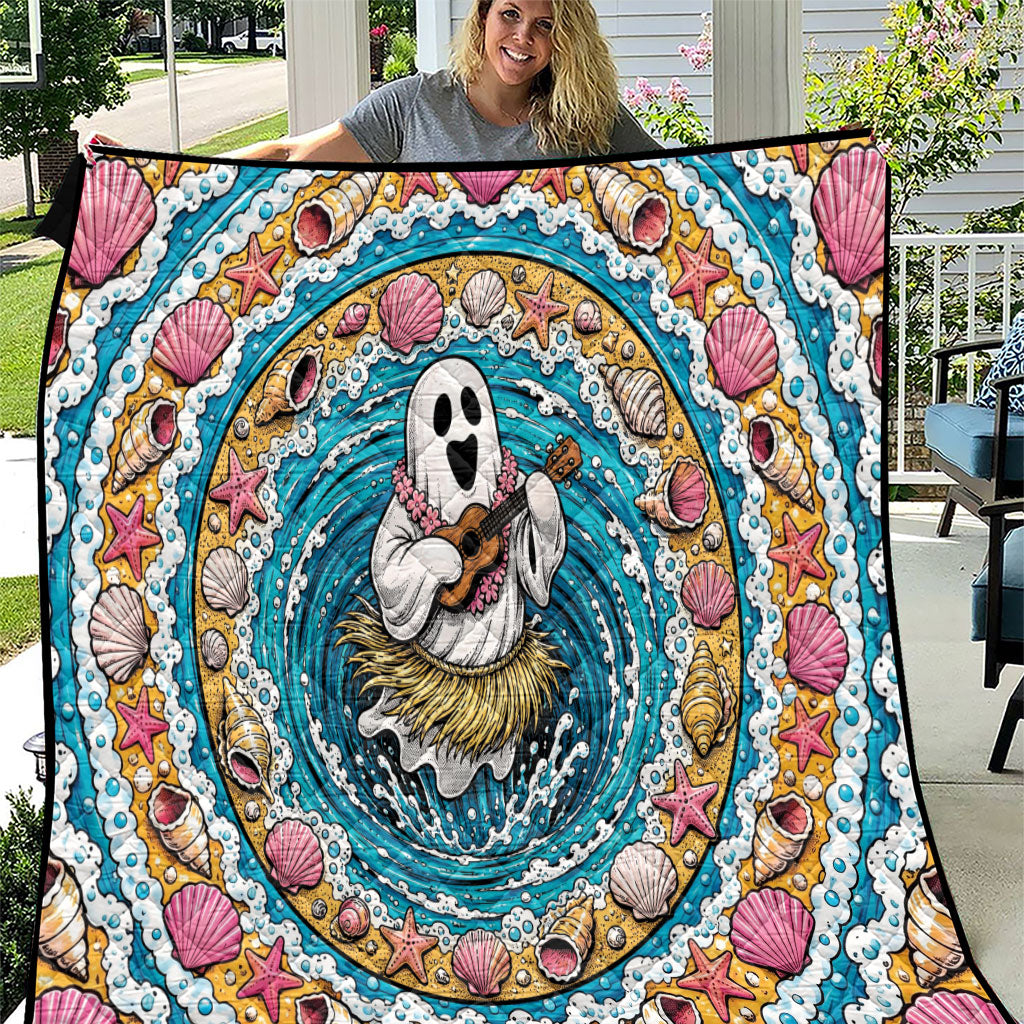 3D Illusion Hula Ghost Halloween Quilt Hawaiian Ukulele Spirit Ocean Vortex