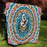 3D Illusion Hula Ghost Halloween Quilt Hawaiian Ukulele Spirit Ocean Vortex