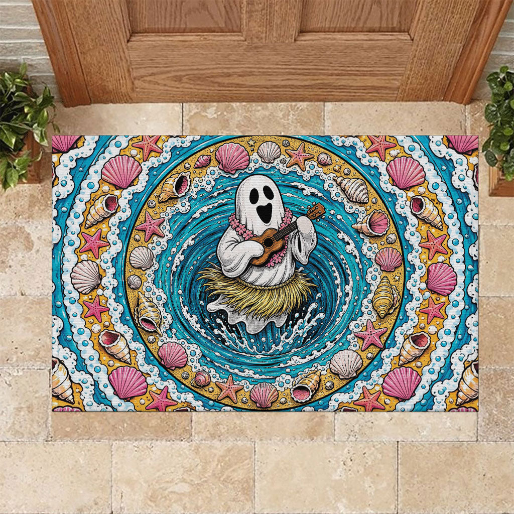 3D Illusion Hula Ghost Halloween Rubber Doormat Hawaiian Ukulele Spirit Ocean Vortex