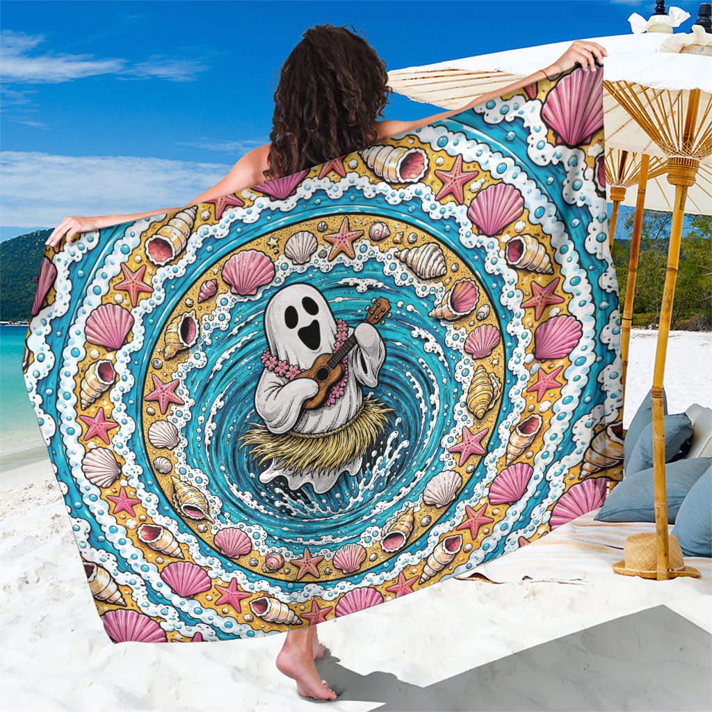 3D Illusion Hula Ghost Halloween Sarong Hawaiian Ukulele Spirit Ocean Vortex