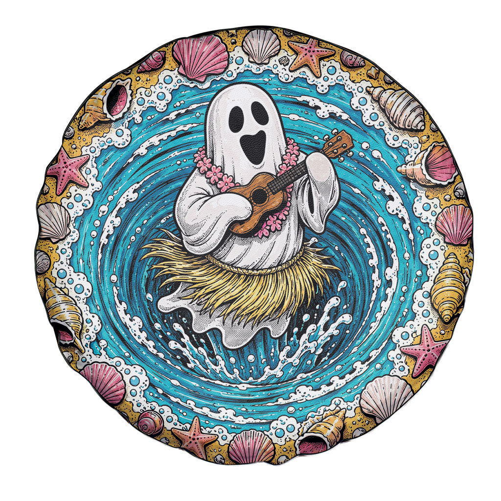 3D Illusion Hula Ghost Halloween Spare Tire Cover Hawaiian Ukulele Spirit Ocean Vortex