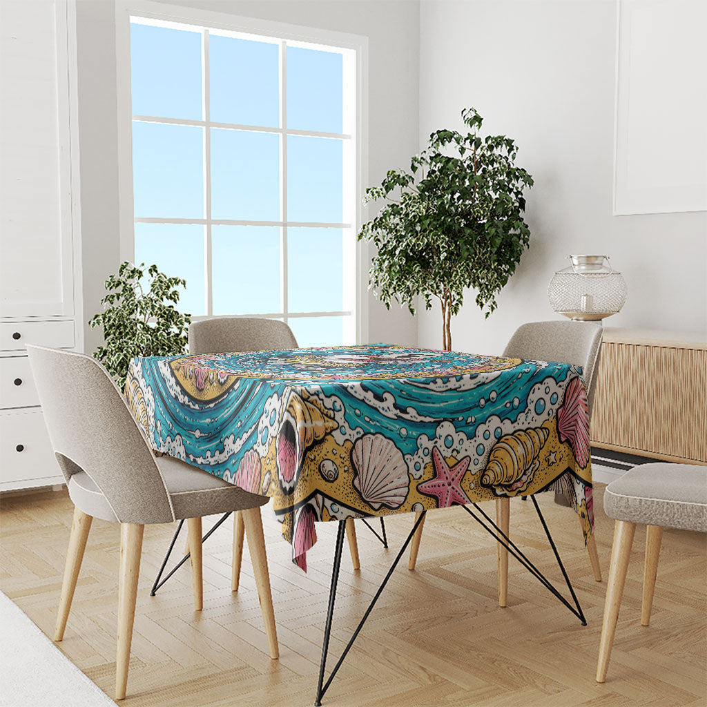 3D Illusion Hula Ghost Halloween Tablecloth Hawaiian Ukulele Spirit Ocean Vortex